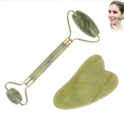 Rozenkwarts Jade Roller en Gua Sha Set